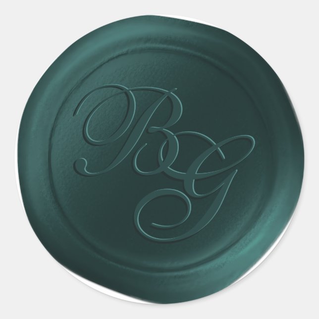Vert Calligraphie Monogramme Stickers cire Sceau V (Devant)