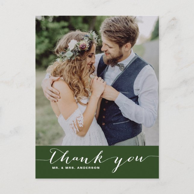 Vert | Carte postale verticale Mariage de script (Devant)