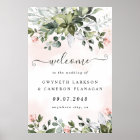 Vert clair Dusty Blue Mariage Affiche de bienvenue