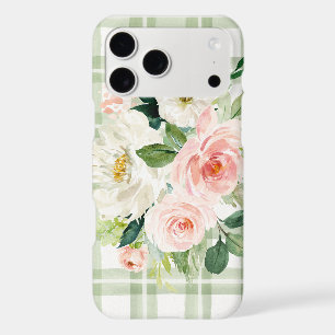 Vert clair plaid shabby rose blanc floral