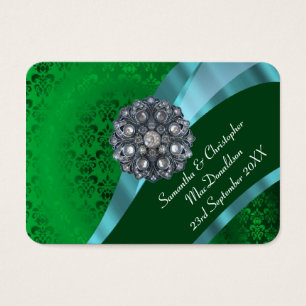 Vert damask, mariage faveur merci tag