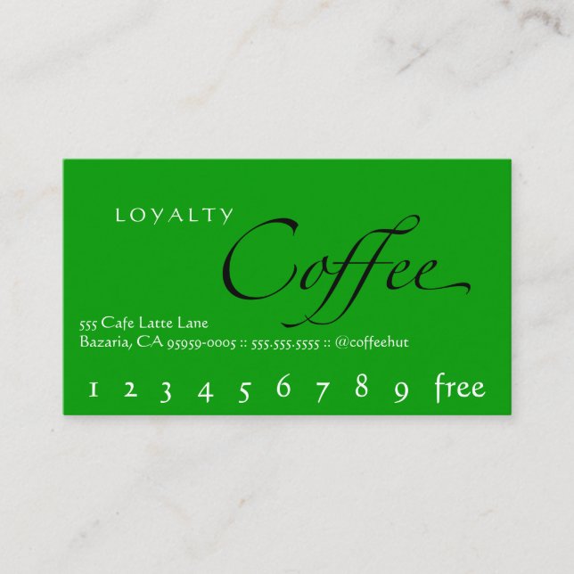 Vert de carte perforée de café de fidélité (Devant)