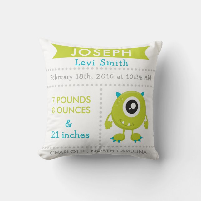 Vert de coussin de crèche de monstre de stat de (Recto)