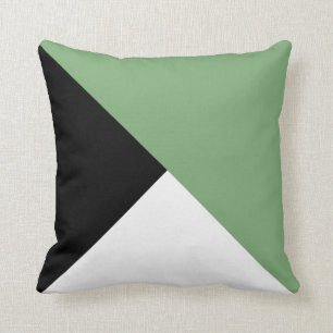 Vert de mousse, coussin diagonal blanc noir de