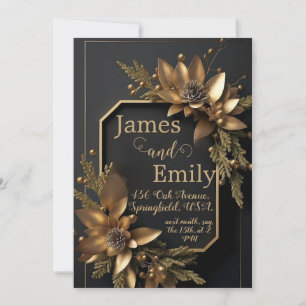 Vert doré sur noir Invitation de mariage