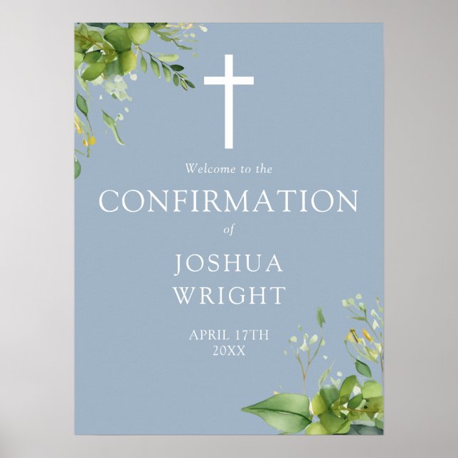 Vert Dusty bleu Confirmation Affiche de bienvenue (Devant)