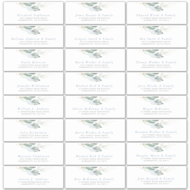 Vert Dusty Bleu Nom d'hôte Étiquette de adresse (Devant)