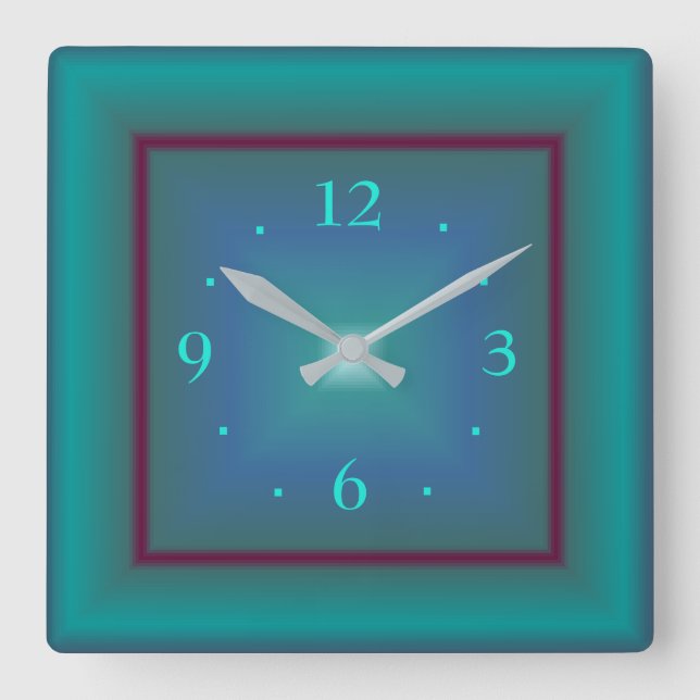 Vert émeraude atmosphérique> Horloge murale Carré (Recto)