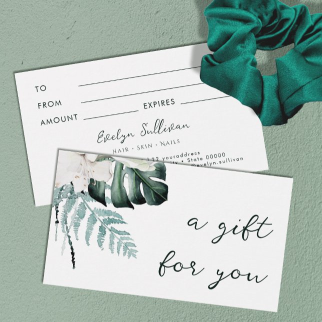 vert émeraude fleurs blanches carte cadeau (Créateur téléchargé)