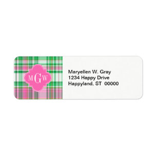 Vert émeraude rose vif blanc Madras Prépa Monogram