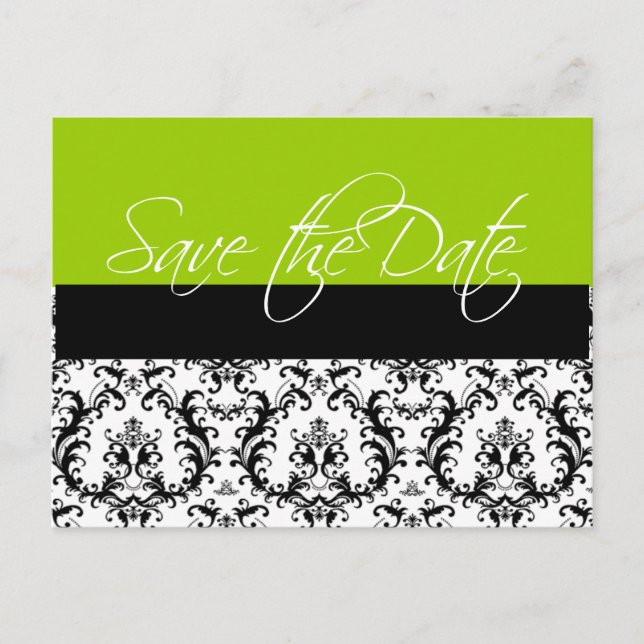Vert Enregistrer la date Mariage de cartes postale (Devant)