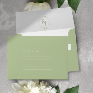 Vert et blanc   Enveloppe Mariage de monogramme fl