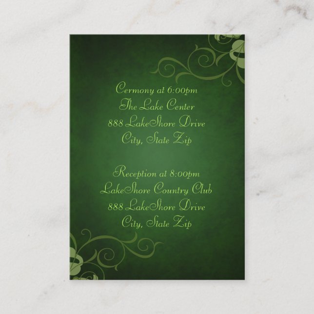 Vert et carte de visite d'information d'invité de (Devant)