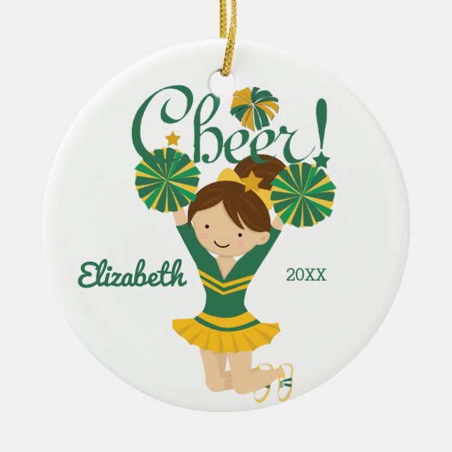 Vert et ornement de pom-pom girl de brune (Devant)