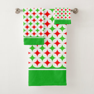 Vert et rouge Diamond Star Motif sur blanc