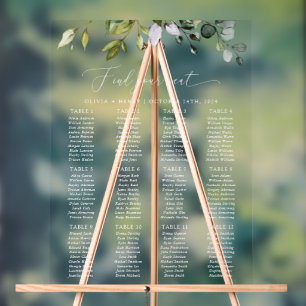 Vert, Eucalyptus Feuilles, Mariage Seating Chart