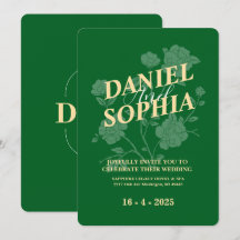 Vert faire-part de mariage classique