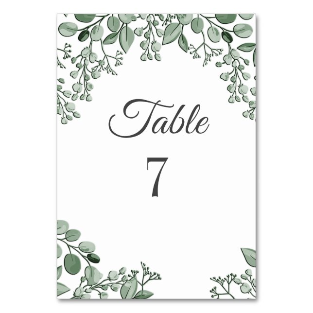 Vert Feuille Floral Numéro de table (Par défaut)
