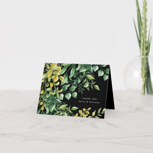 Vert Feuilles fraîches Carte de remerciements Mari (Devant)