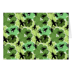 Vert floral de motif de cricket + Noir