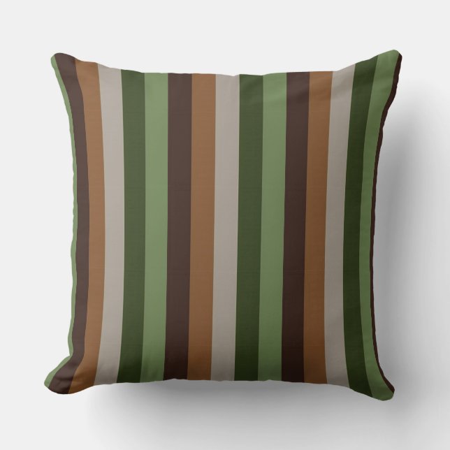Vert foncé/Brown Multi Designer Coussin réversible (Recto)