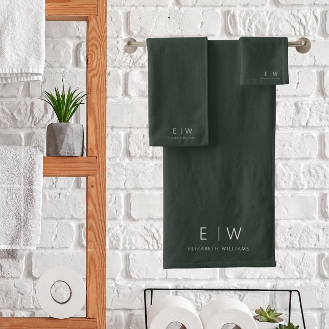 Vert foncé Élégant Moderne Minimaliste Monogramme  (Créateur téléchargé)