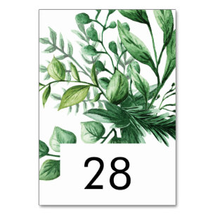 Vert frais Feuillu Plante Mariage Numéros de table