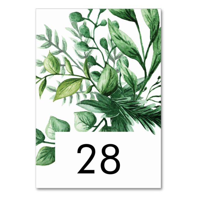 Vert frais Feuillu Plante Mariage Numéros de table (Par défaut)