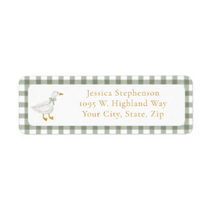 Vert Gingham Cottagecore Adresse de Retour