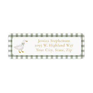 Vert Gingham Cottagecore Adresse de Retour
