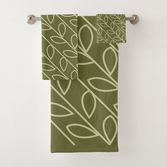 Vert gris couleur Motif feuille florale (En situation)