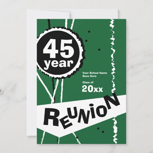 Vert invitation de la Réunion de classe de 45 ans (Devant)