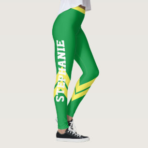 Vert Jaune & Blanc Moderne Leggings Chic