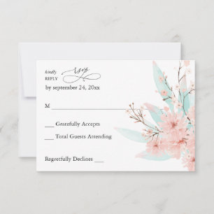 Vert menthe et floral rose sans RSVP de repas 2