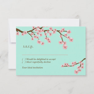 Vert menthe et rose Fleur de cerisier Moderne RSVP