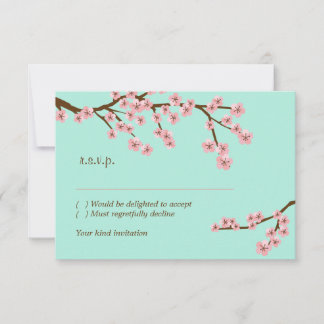 Vert menthe et rose Fleur de cerisier Moderne RSVP