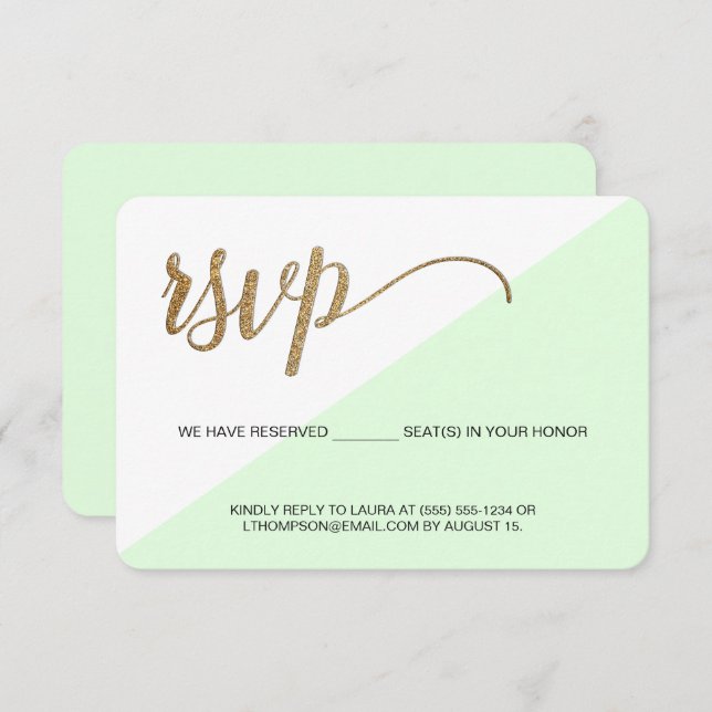 Vert moderne or RSVP sans mailing Siège réservé (Devant / Derrière)