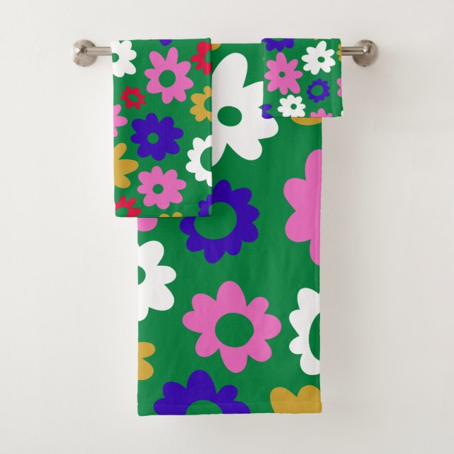Vert Motif de fleurs scandinaves de couleur vive (En situation)