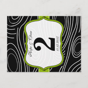 Vert Noir Blanc Stylisé Bois Numéro de table