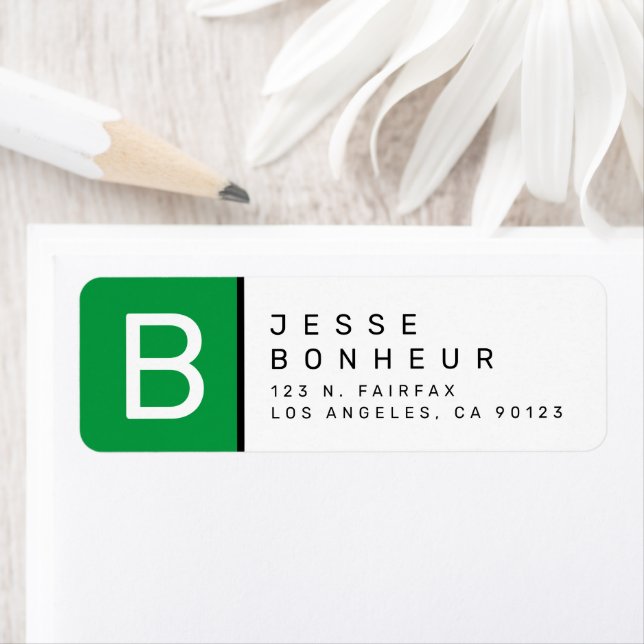 Vert noir et blanc | Étiquette d'adresse de retour (En situation)