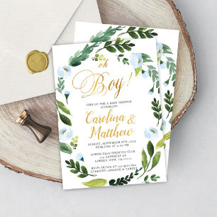 Vert Oh Boy Baby shower Invitation Or