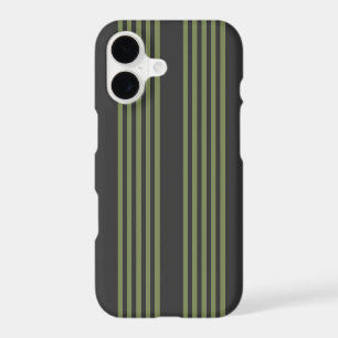 Vert olive et motif cinq rayures charbon