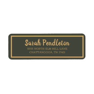 Vert olive moderne or brosse script
