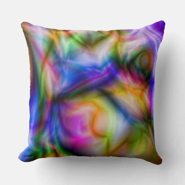 Vert, Rose, Bleu, Jaune, Violet Coussin Abstrait (Recto)