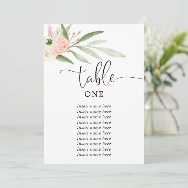 Vert rose or élégant 5"x7" numéros de table (Debout devant)