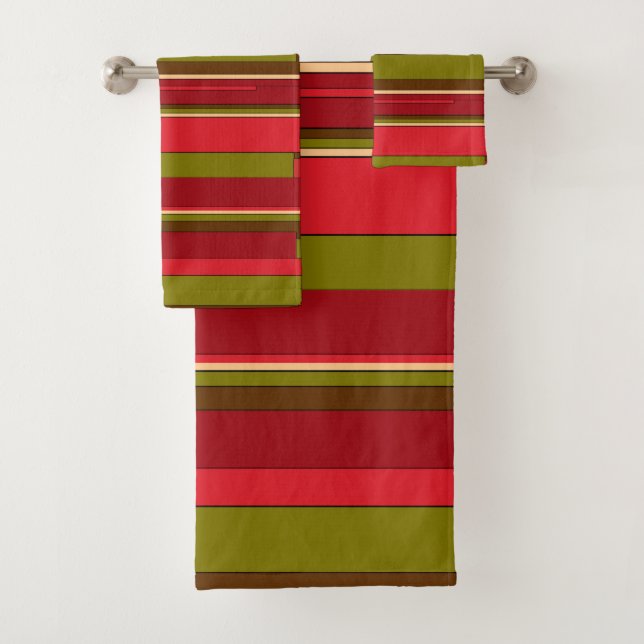 Vert Rouge Brown Tan Grandes Motifs Serviettes De  (En situation)