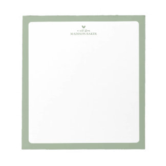 Vert sage | Bloc-notes personnalisé au coeur simpl