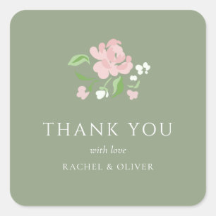 Vert Sauge Autocollant de mariage floral petit