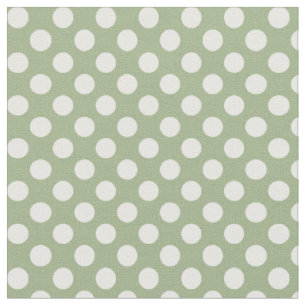Vert sauge avec le tissu blanc de point de polka
