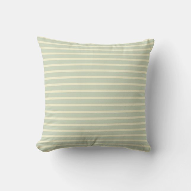Vert sauge et coussin extérieur 16x16 de rayure de (Recto)